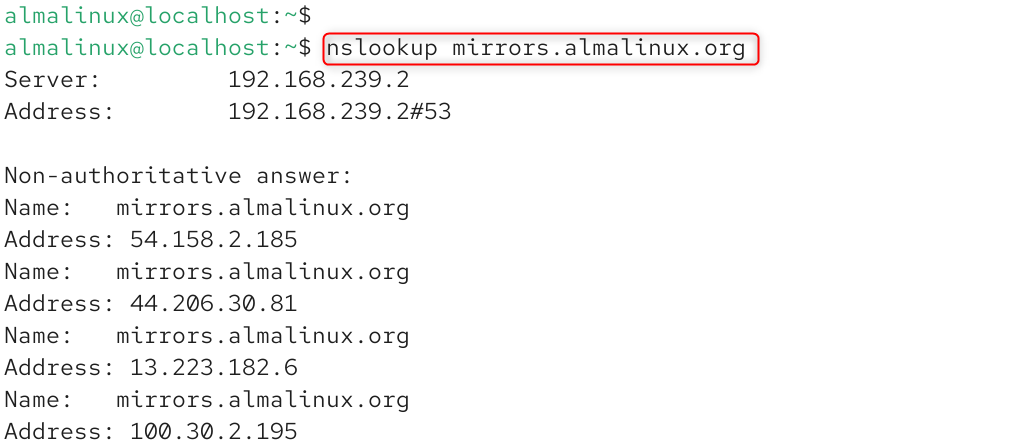 nslookup mirrors.almalinux.org