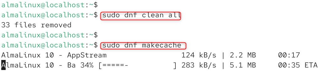 sudo dnf clean all