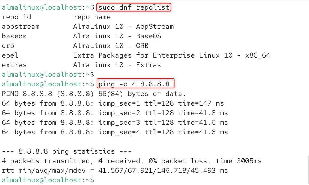 sudo dnf repolist