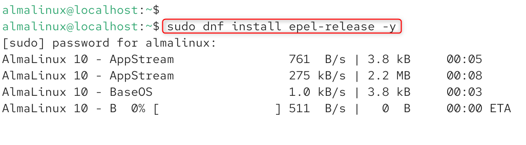 sudo dnf install epel-release -y
