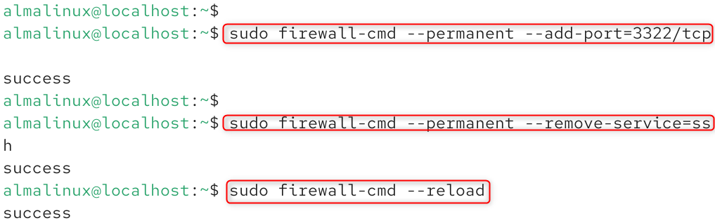 sudo firewall-cmd --permanent --add-port=3322/tcp