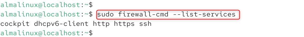 sudo firewall-cmd --list-services