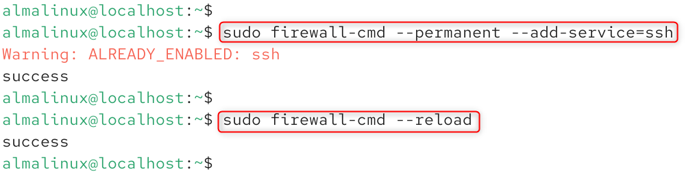 sudo firewall-cmd --permanent --add-service=ssh