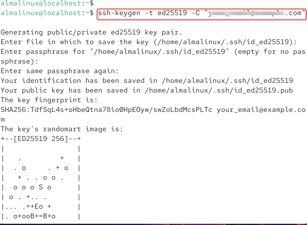 ssh-keygen -t ed25519 -C