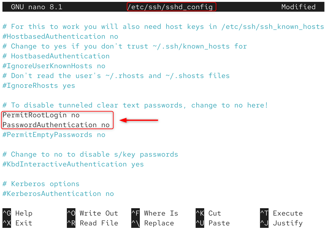 tighten or harden ssh server