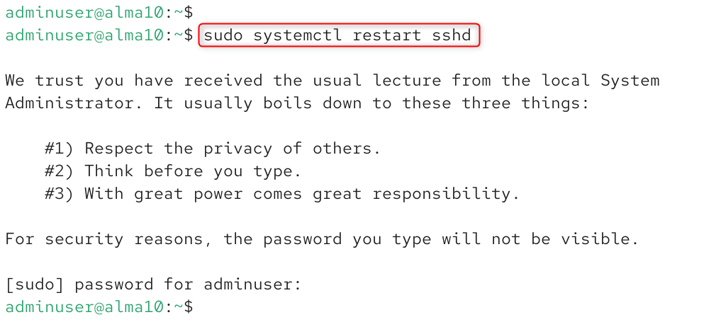 restart ssh service