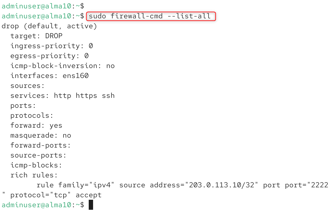 verify new firewall added rules