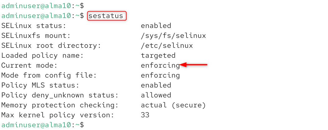 check selinux status