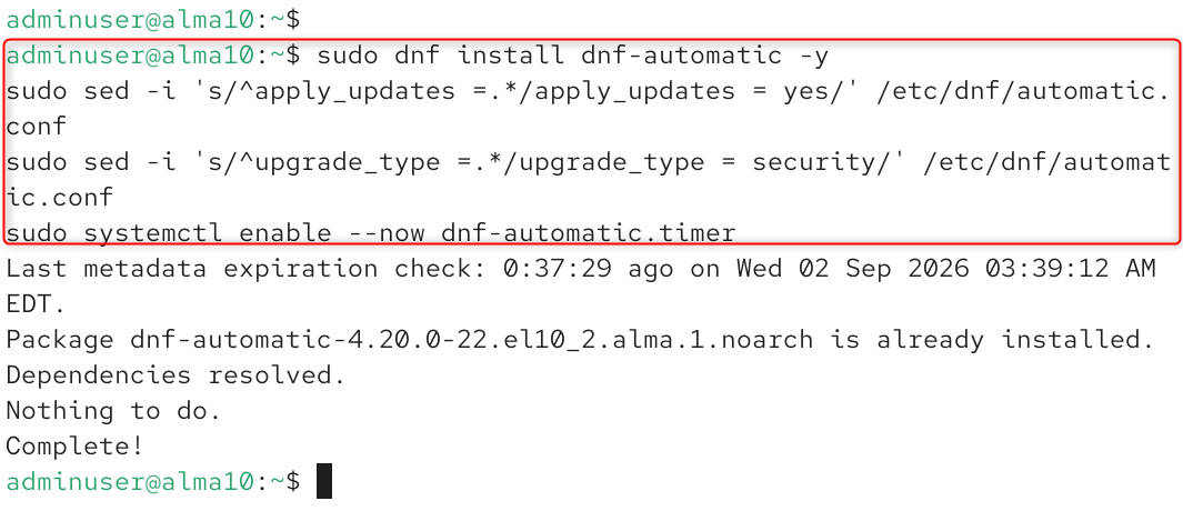 enable automatic security updates