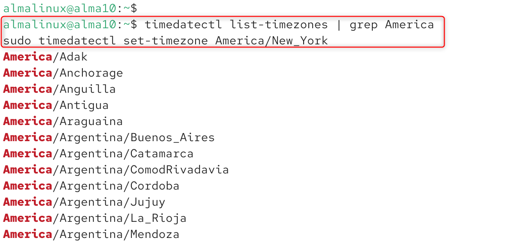 list timezones