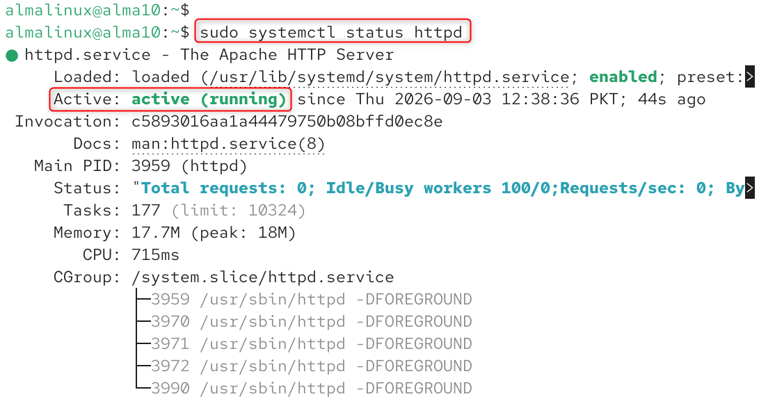 check apache status