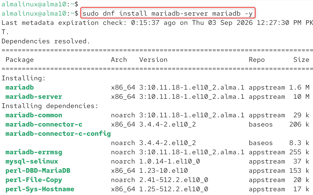 install mariadb