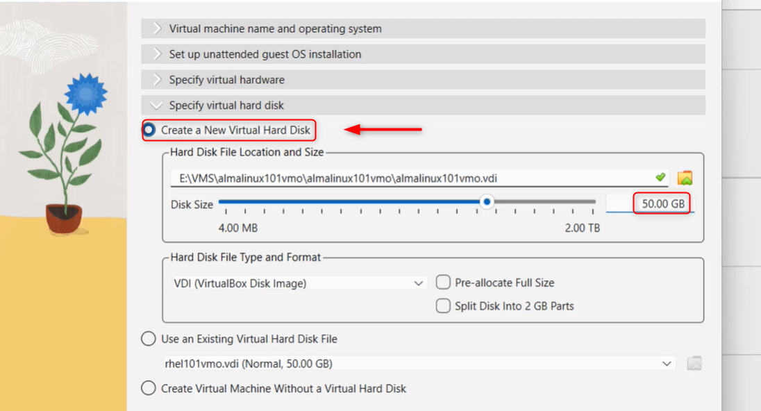 create new virtual hard disk