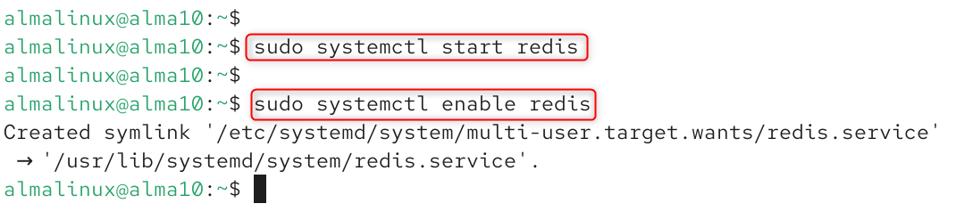 start and enable redis service