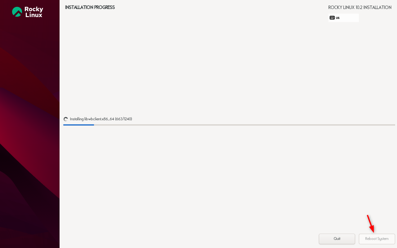 finish rocky linux 10 installation
