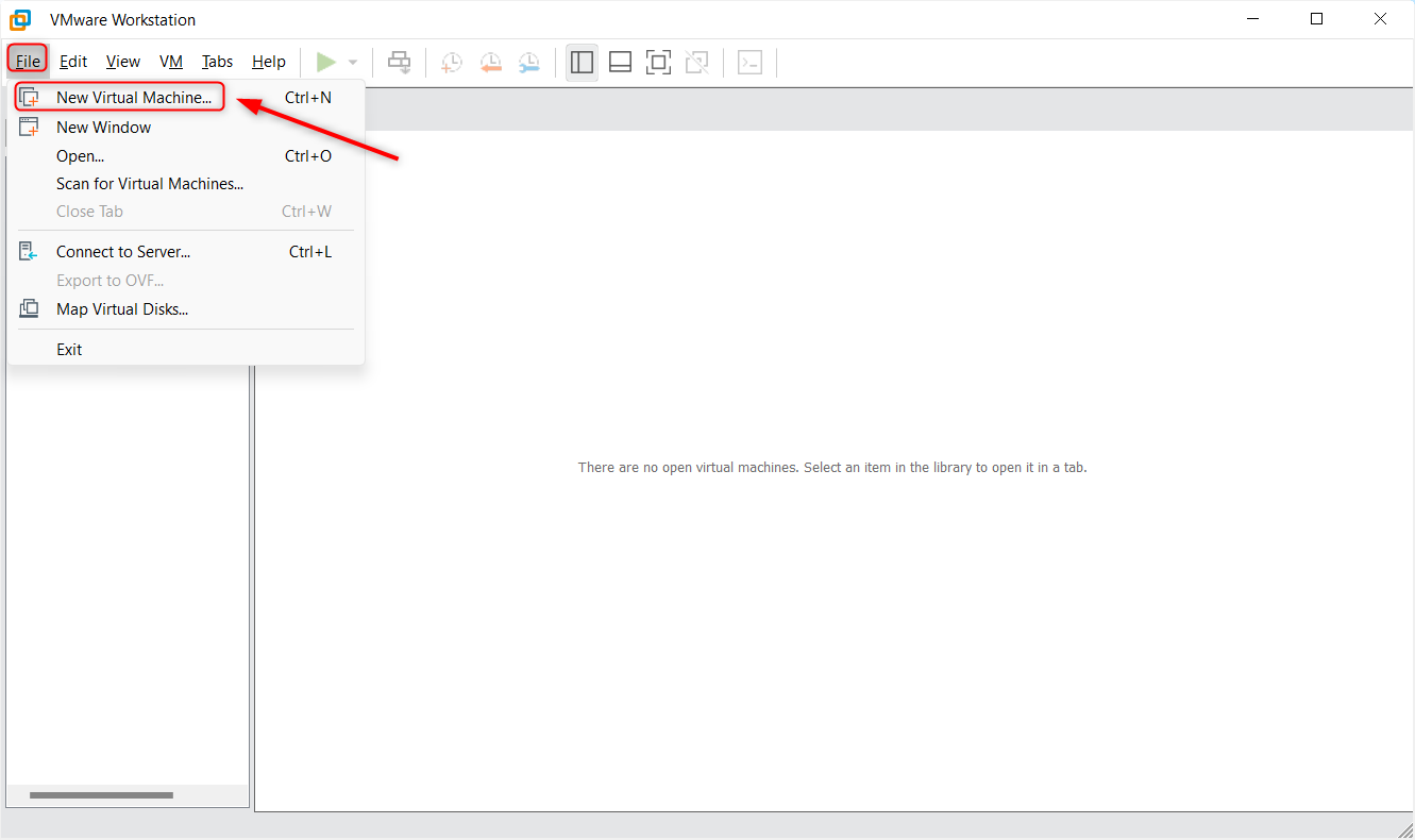 create new virtual machine