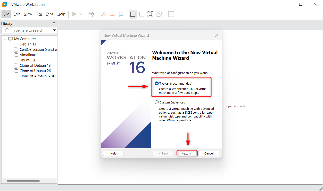 new vm machine wizard