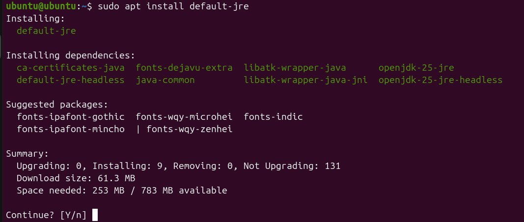 install default JRE