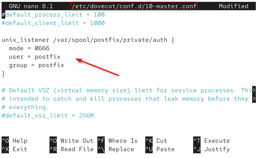 dovecot configuration file