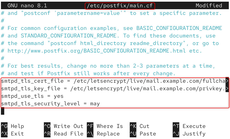 postfix configuration file