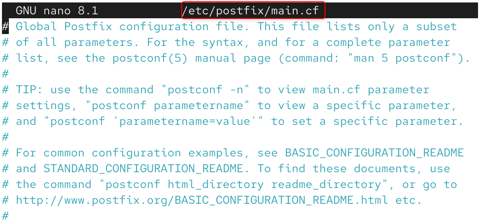 postfix configuration file
