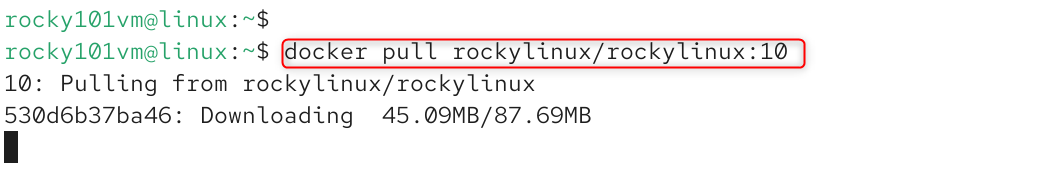 pull the rocky linuc docker image