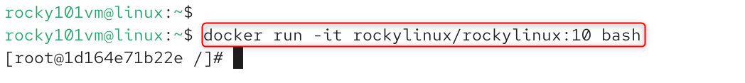 running rocky linux container