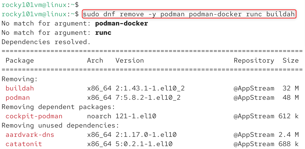 remove conflicting container packages