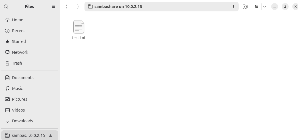 confirm test file in samba file manager