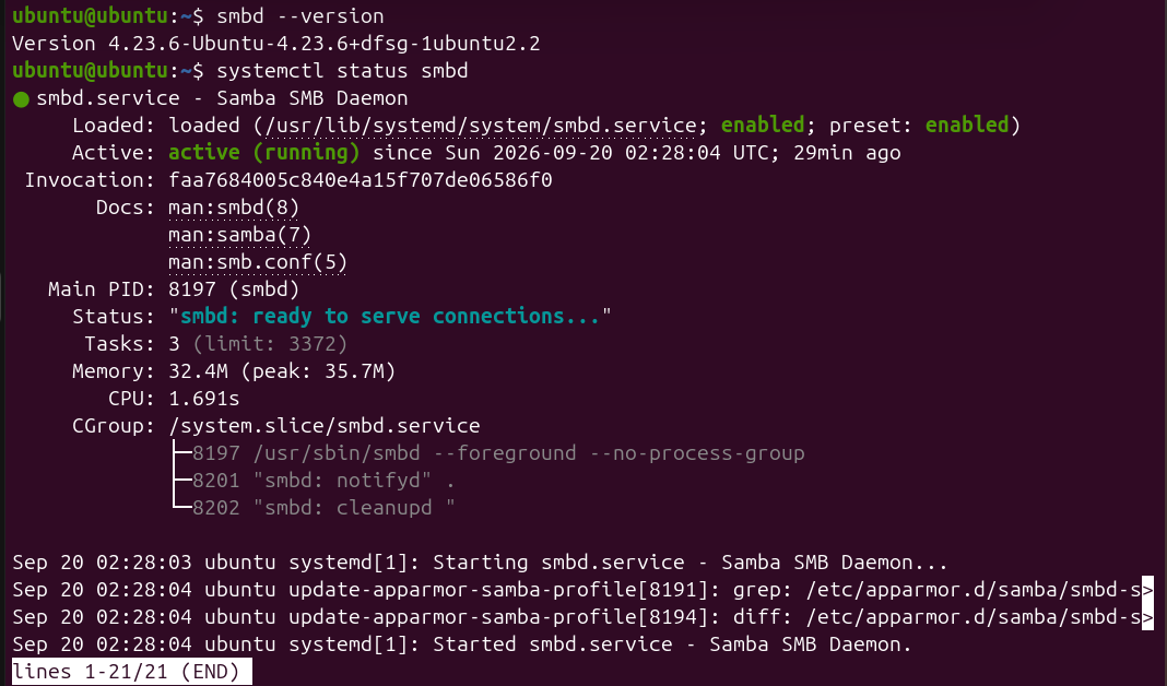 check samba status
