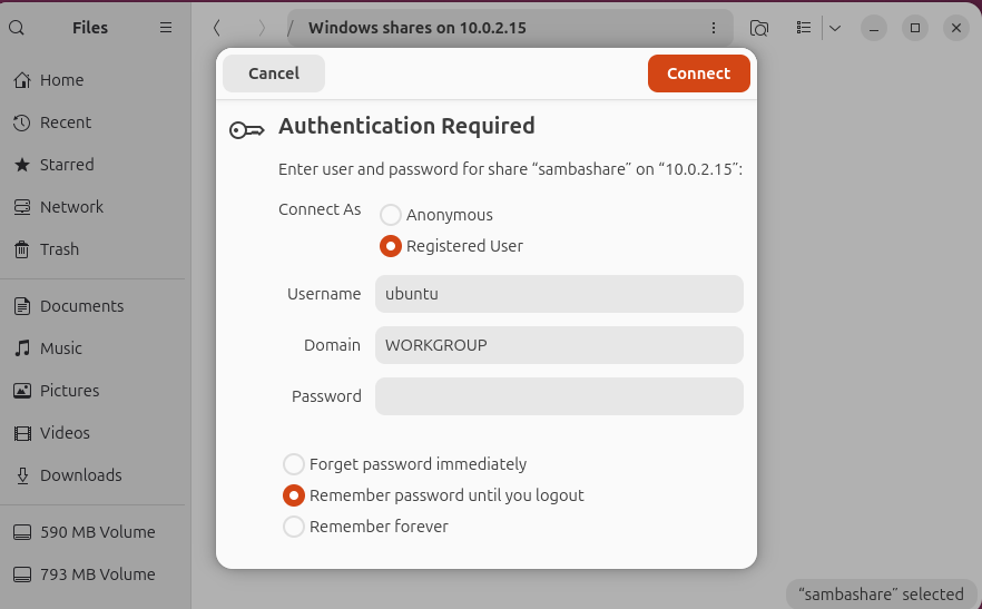 connect to shared directory