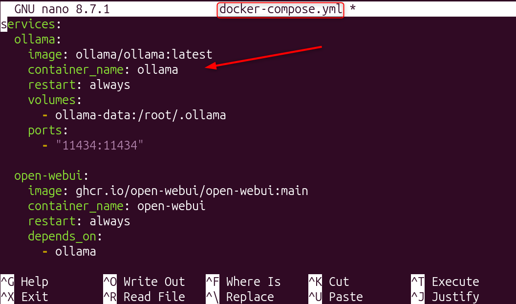 configure docker compose for webui and ollama
