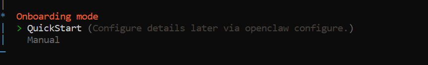 openclaw onboarding mode