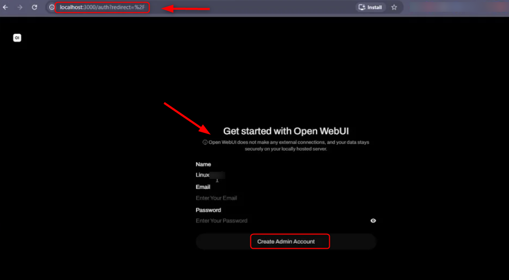 open webui login