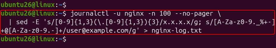remove sensitive information from logs
