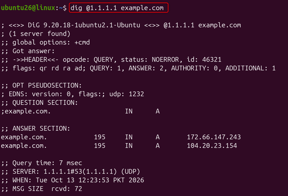 dig command to troubleshoot dns resolution errors