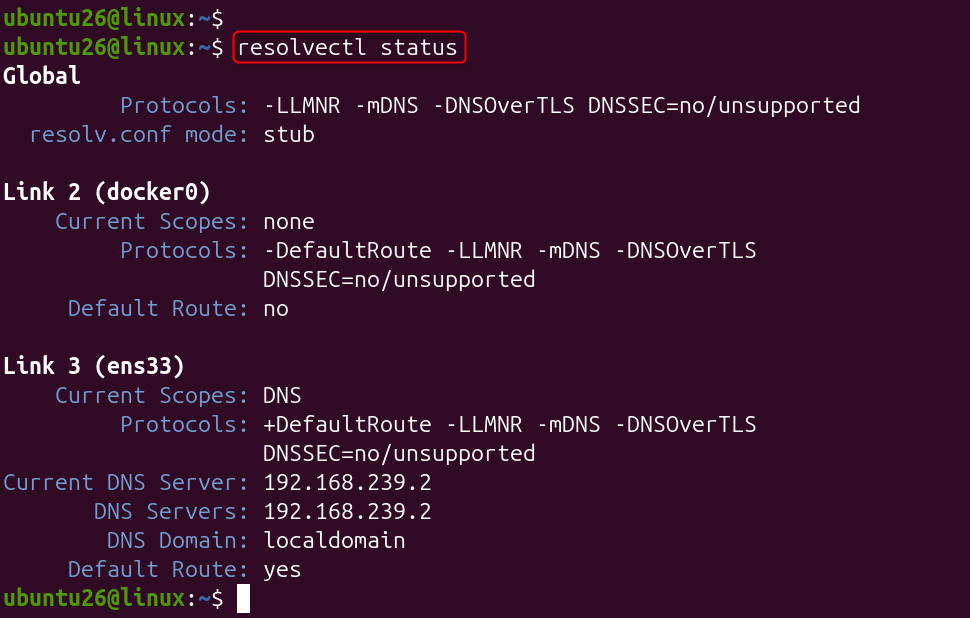 check network connectivity with resolvectl